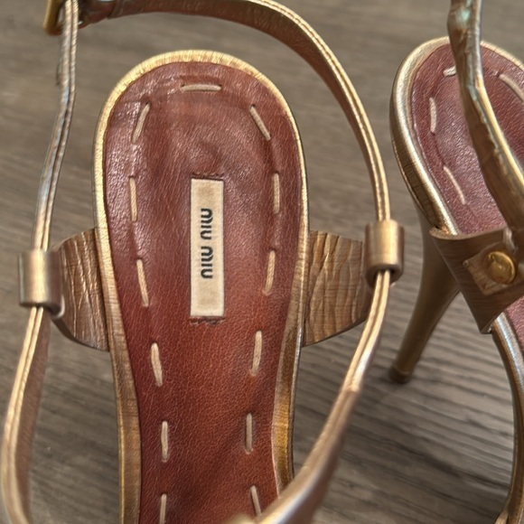 Miu Miu Gold Strappy High Heel Sandals size 38 - Picture 3 of 5